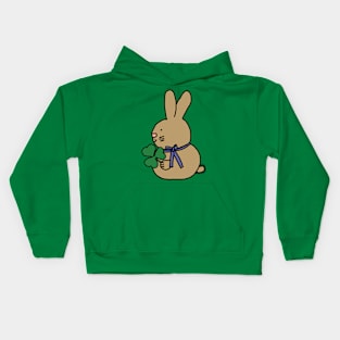 Saint Patricks Day Bunny Rabbit with Shamrock Kids Hoodie